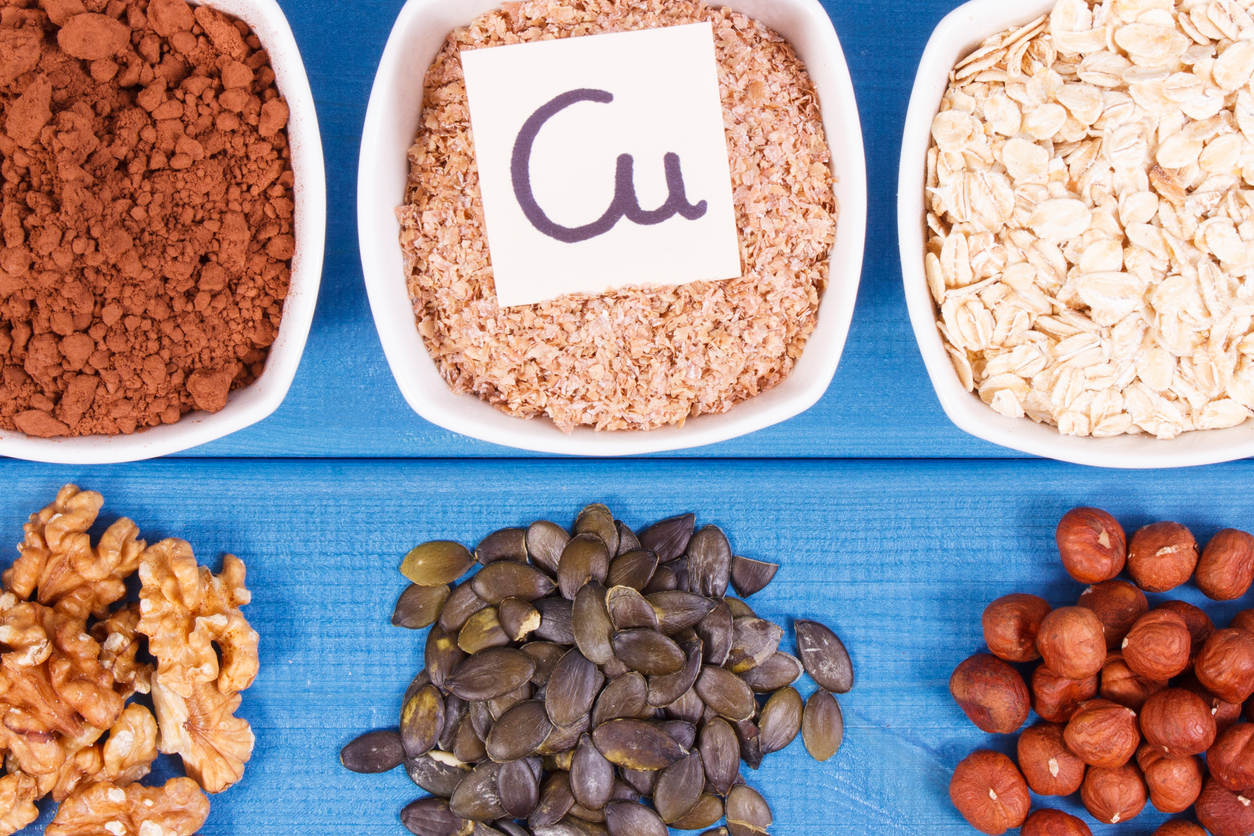 Healthy food containing copper, dietary fiber and natural minerals, concept of healthy nutrition